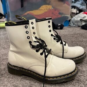 Dr. Martens White and Black Lace-Up Boots